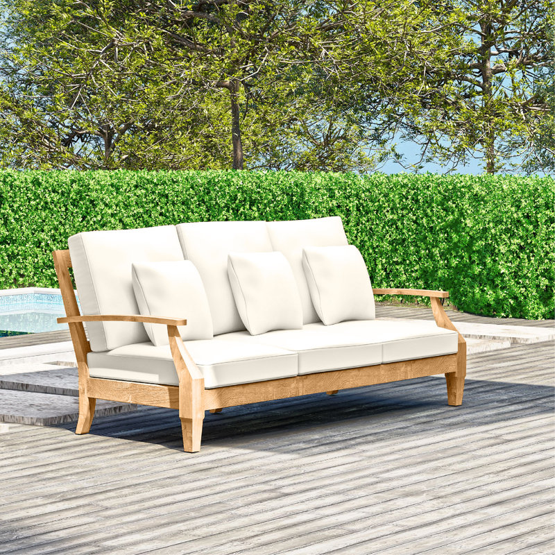 Canapé d'extérieur avec coussins de 84,25 po Byxbee, Blanc
