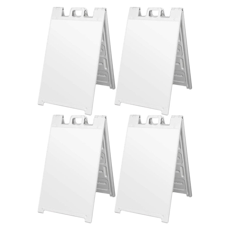 Plasticade Signicade Portable Folding Sidewalk Double Sided Sign Stand, White