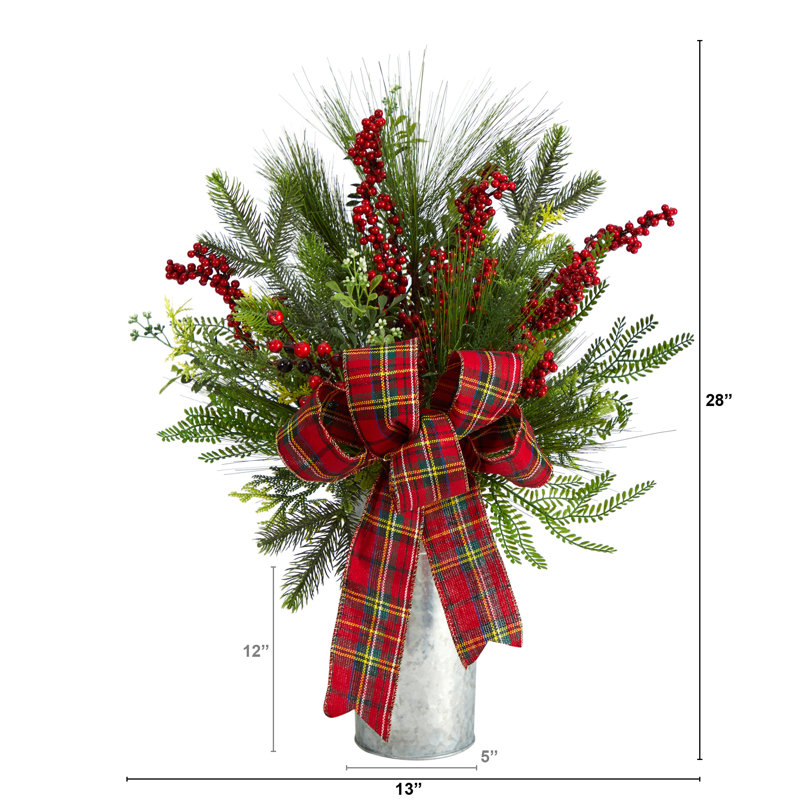 28'' Red and Green Plastic Christmas Tabletop Centerpiece