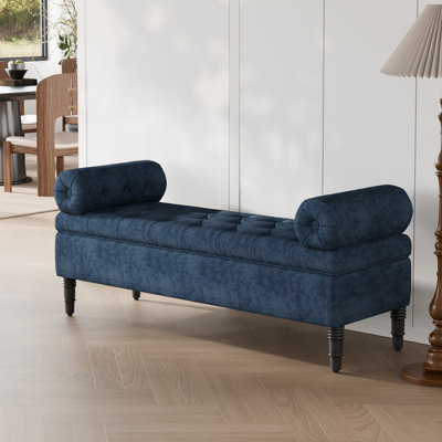 Chenille Upholstered Storage Bench