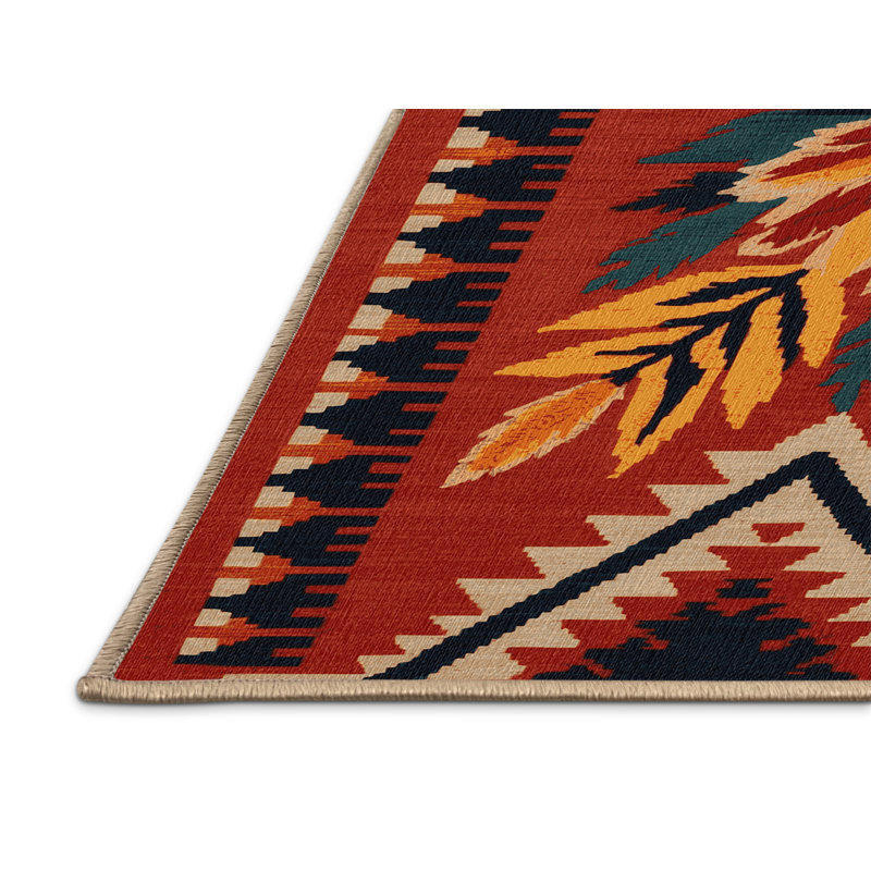  Tapis lavable de style pinceau indien du Sud-Ouest, Rectangulaire 2 pi x 3 pi