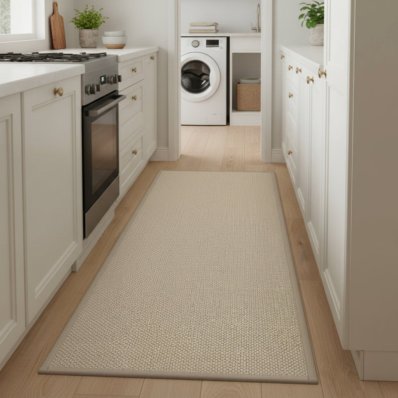 Non-Slip Washable Kitchen Runner Rug, Beige