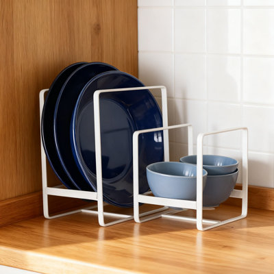 Ensemble de 2 porte-assiettes robustes, support de comptoir et d'armoire pour assiettes, plats et bols antidérapants