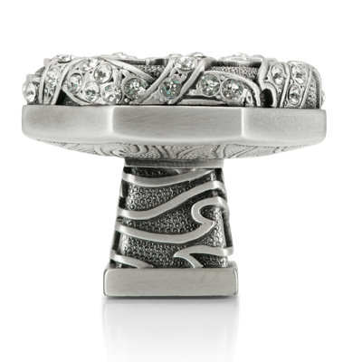 EVENING DRESS IV OCTAGON KNOB; CLEAR CRYSTAL; MATTE SILVER FINISH