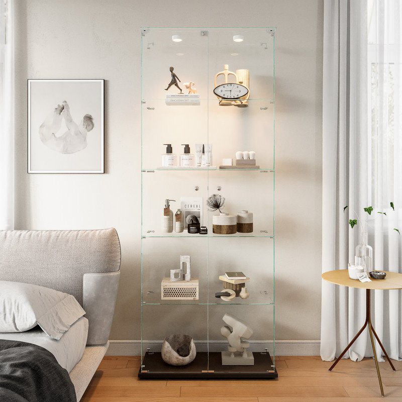 Glass 78.5 cm W Display Cabinet, Black