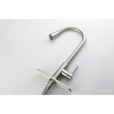 Robinet d'évier de cuisine rétractable en nickel brossé - Acier inoxydable à poignée simple à grande arche pour une utilisation polyvalente de l'eau