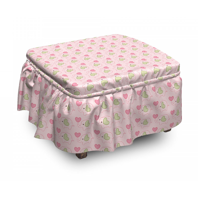 Ensemble de housse pour repose-pieds à coussins de boîte 2 pièces éléphant à carreaux