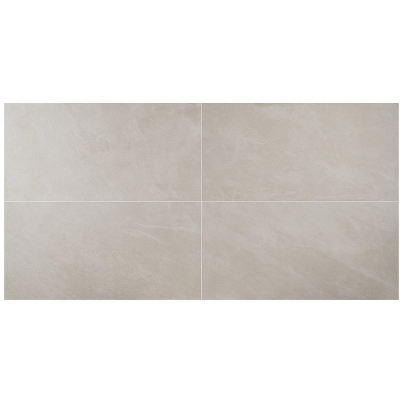 Roche 23,62 po X 47,24 po Carreau de plancher et de mur en porcelaine matte (15,49 pieds carrés / caisse), Lin blanc