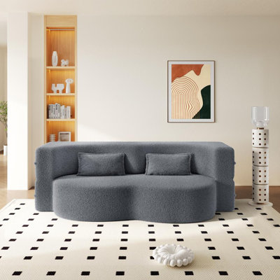 Sleeper Sofa with 2 Pillows (Dark Gray)