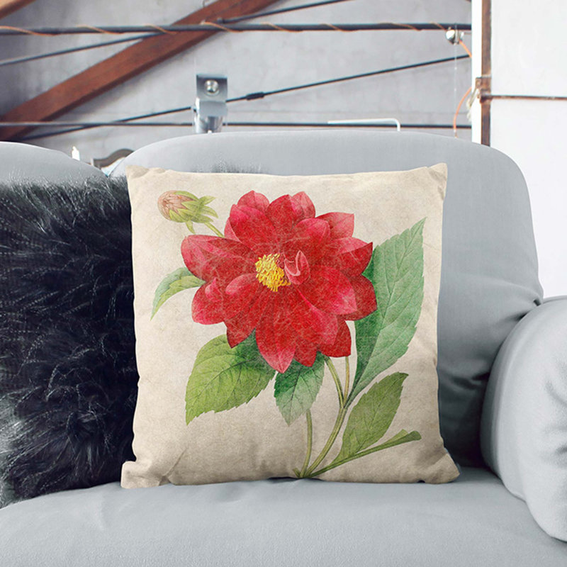 Dahlia Flowers Floral Square Throw Cushion, 55cm H x 55cm W x 20cm D