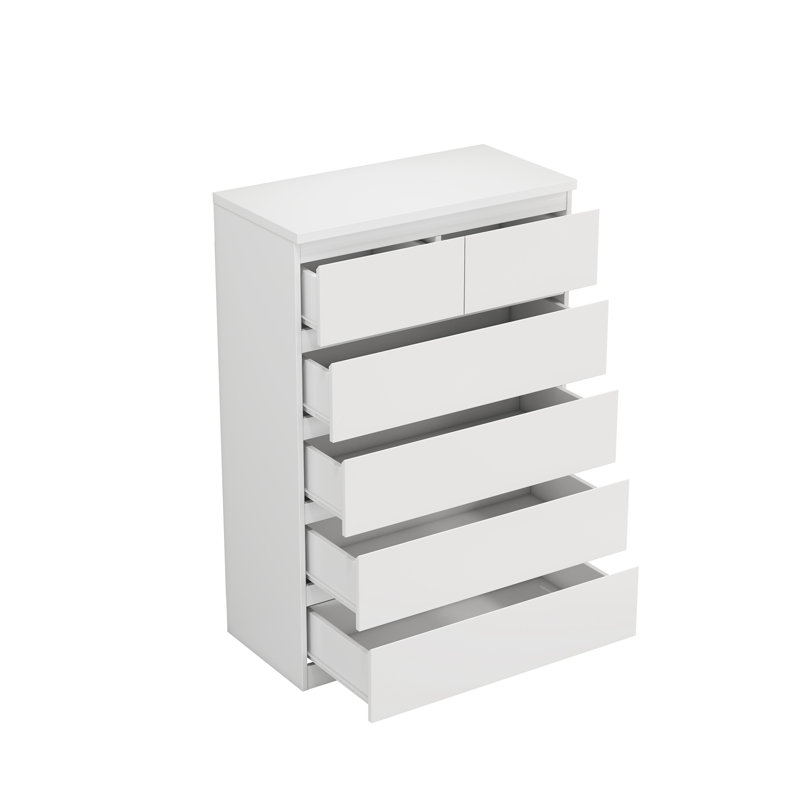 Commode de rangement moderne avec 5 tiroirs, Blanc