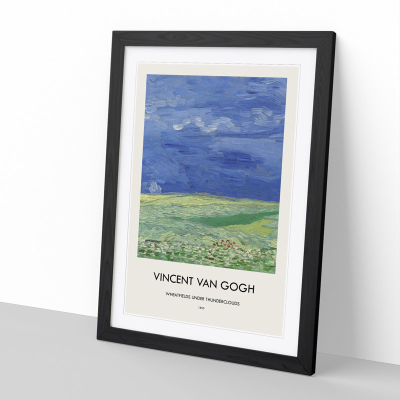 Wheatfield under Thunderclouds by Vincent Van Gogh - Picture Frame Art Prints, 65cm H x 48cm W x 2cm D, Black Framed