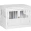 Composant de table de cage de chien blanc. Pour les petits chiens, il possède un plateau de table spacieux, trois portes, une pièce de connexion magnétique et un élément latéral en acier. Chiens, avec pièce de serrage, cadre