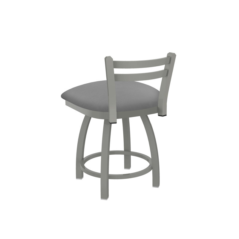 Tabouret de coiffeuse en métal Jackie, Nickel anodisé, Vinyle - Gris galop