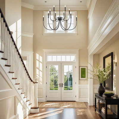 12-Light Dimmable Oversize 47" Width Chandelier