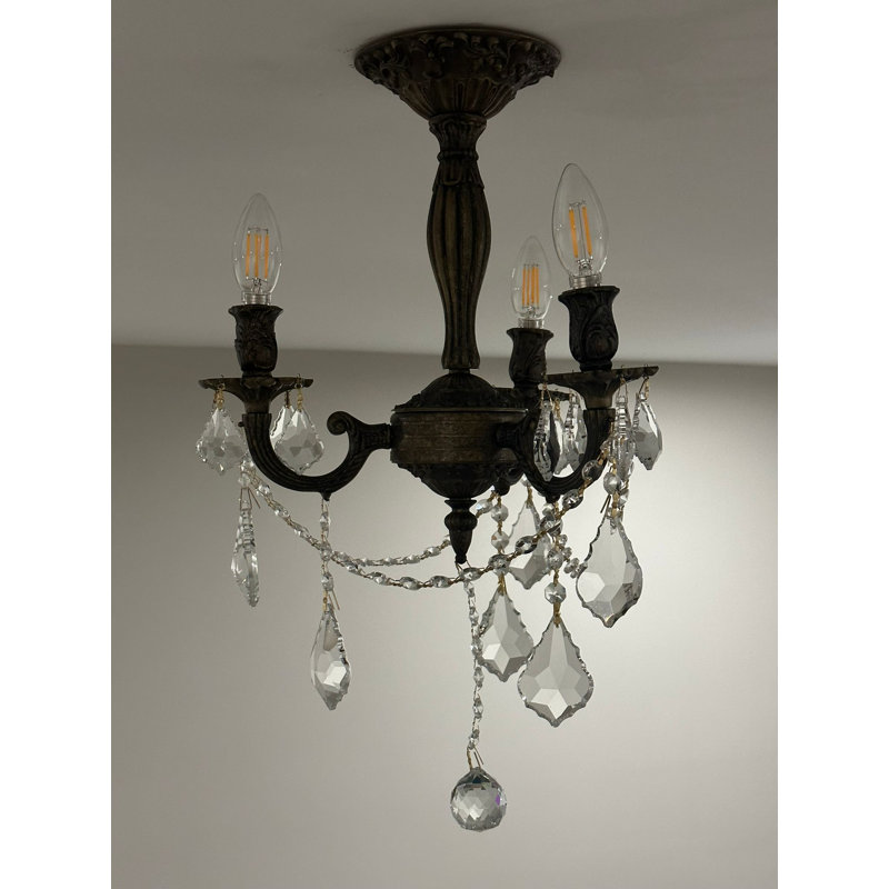 Plafonnier semi-encastré géométrique à style lustre 13 po 3 lumières Angola