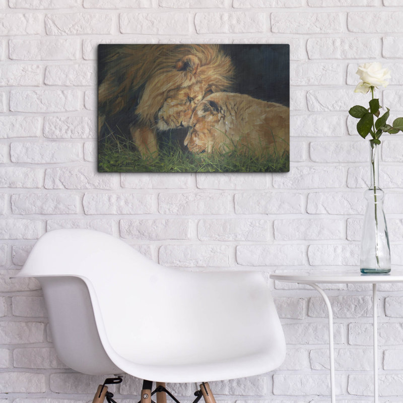 «Lion Love2» par David Stribble, art mural en métal, H 16 po x l 24 po