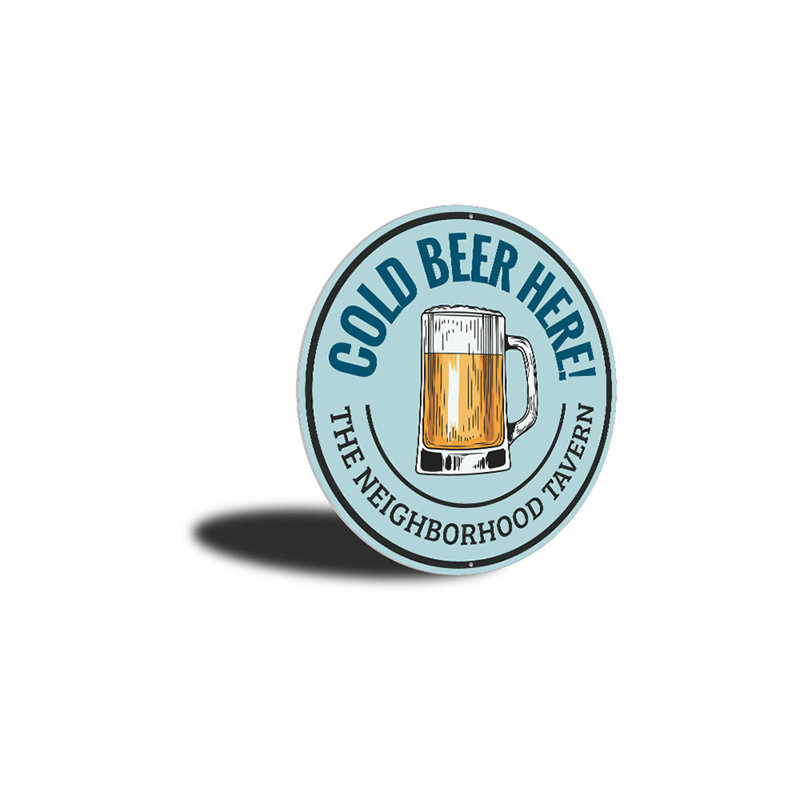 Plaque en aluminium «Cold Beer Here», H 12 po x l 12 po x P 0,04 po