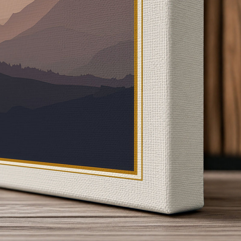 Mountains at Dawn Scandinavian - Wrapped Canvas, 36x24 - 91.4 x 61.0 cm, Cream Border