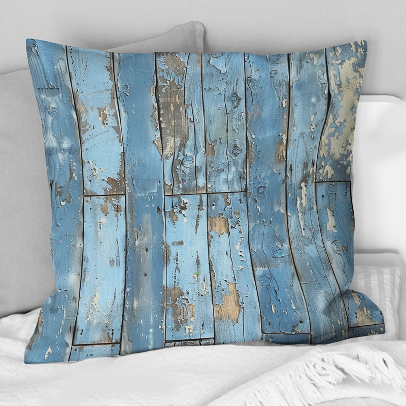 Plancher en bois bleu bébé III - Coussin Farmhouse, H 18 po x l 18 po, Carrée
