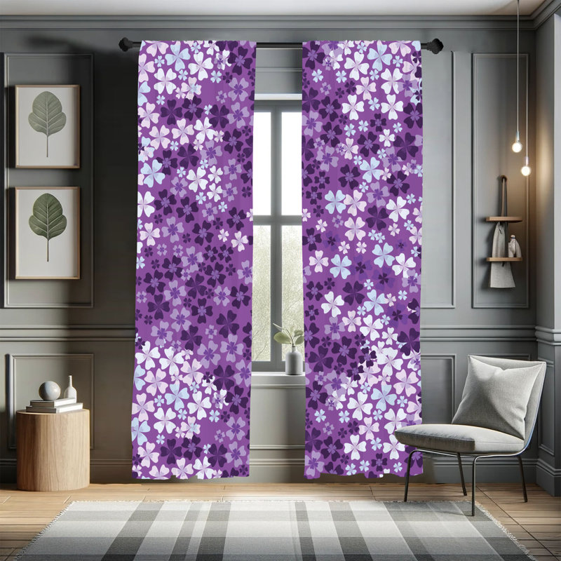 Ebern Designs Spring Curtains, Spring Romantic Meadow, 28" W x 95" L