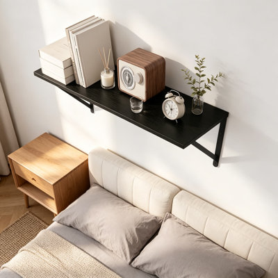 Tablettes flottantes profondes pour mur avec supports en métal, ensemble de trois tablettes murales en bois pour le salon, la cuisine, la chambre à coucher, le bureau, la salle de bain et le rangement de l'entrée