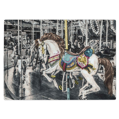 Tempered Glass Carousel Horse Chopping Board