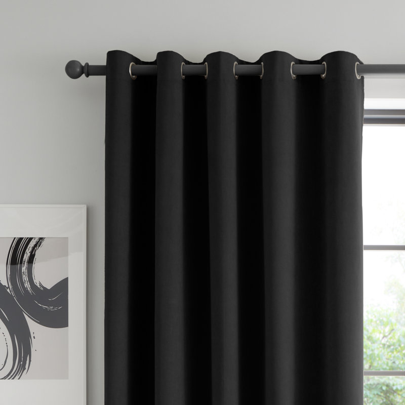 Wilson Blackout Thermal Curtains, 229cm Width x 229cm Drop, Black, 2 Panels