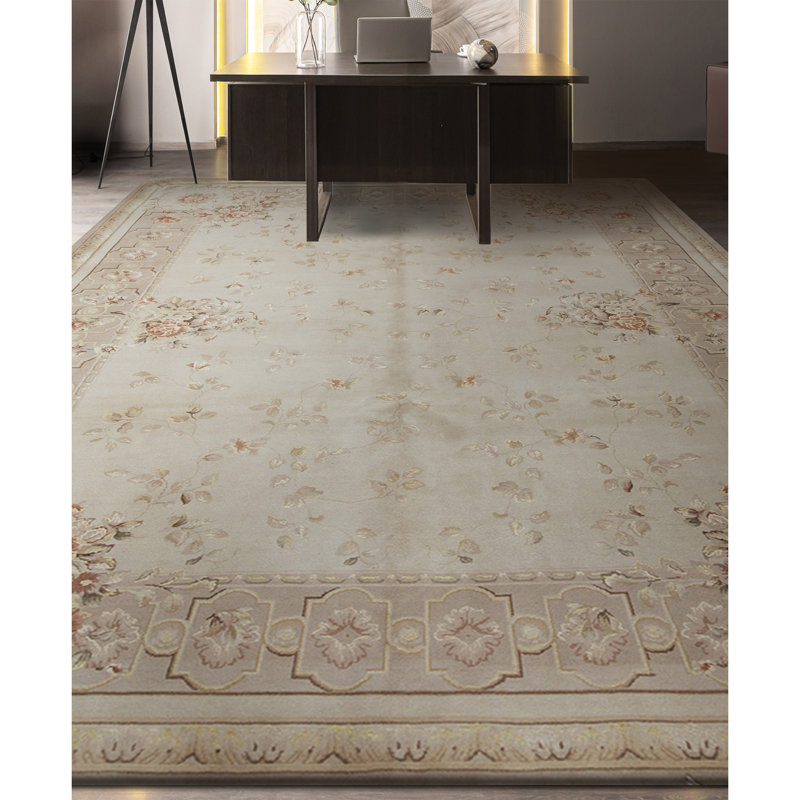 Hand Knotted Area Rug in Beige