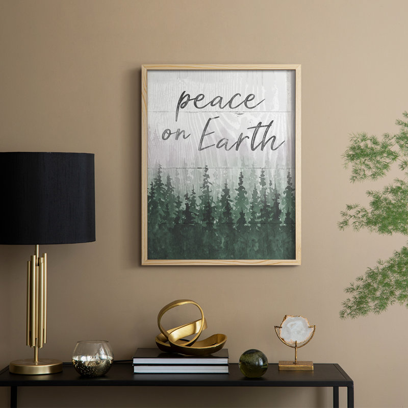 «Peace on Earth», reproduction encadrée - bois massif, Naturel, H 21 po x l 17 po