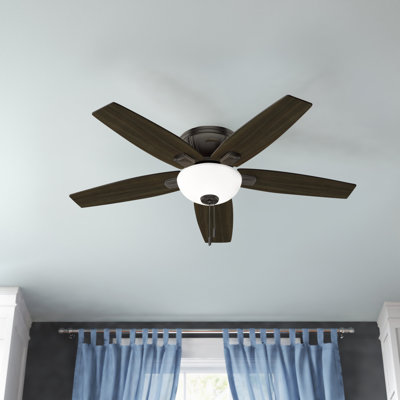 52" Kenbridge 5 - Blade Flush Mount Ceiling Fan with Pull Chain and Light Kit Included