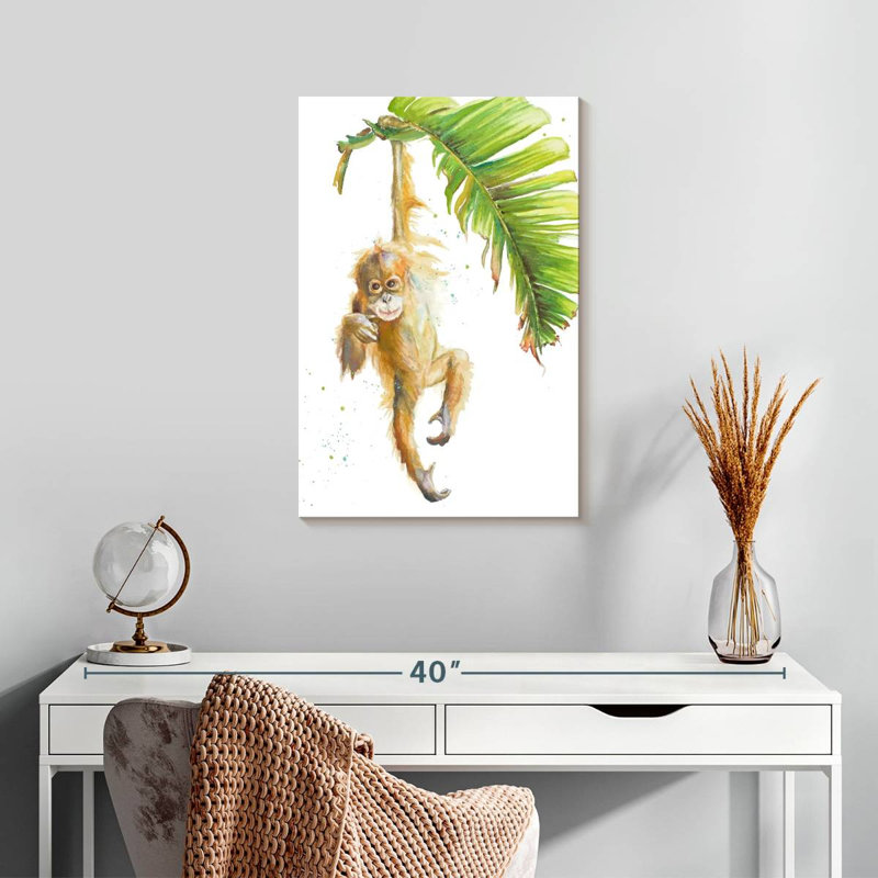 Brampt Monkeys dans la jungle I, H 24 po x l 16 po