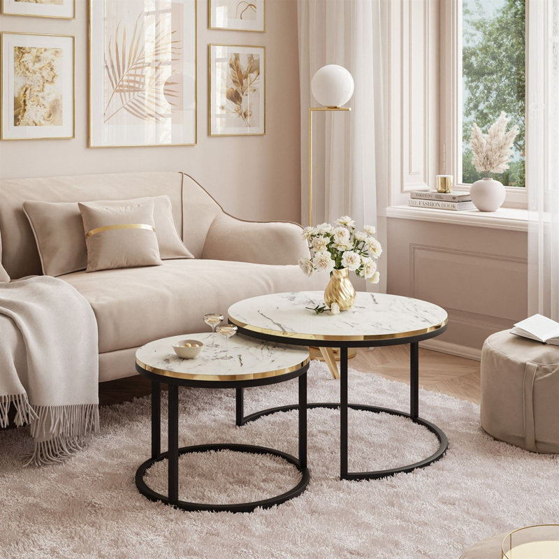 Coffee Table, Carrara Marble, Black