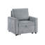 Élégant fauteuil en velours côtelé gris avec méridienne coulissante et poche latérale pour le balcon - une option confortable