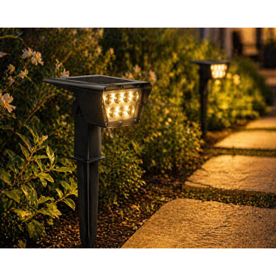Adjustable LED Solar Landscape Spotlights - Waterproof Dusk to Dawn Outdoor Pathway Lights (Set of 2)