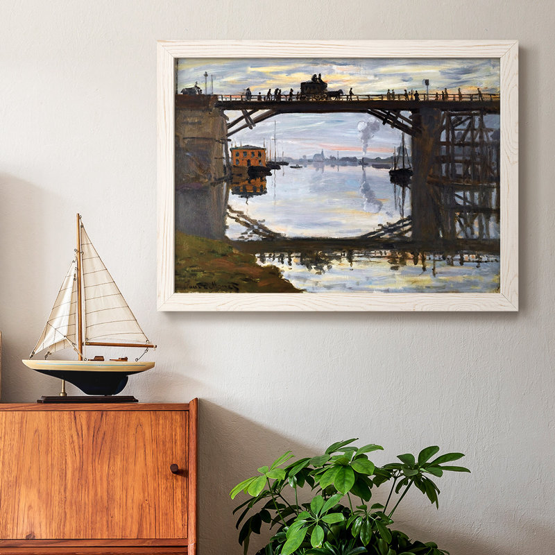 Le pont de bois, 1872, peinture sur toile encadrée, Blanc, H 26 po x l 38 po x P 1,5 po