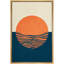 Abstrait, blocs de couleurs vibrantes, géométrique, néon, soleil orange, océan, vague, paysage, formes abstraites, illustrations, œuvre d'art moderne-100708109-100708106