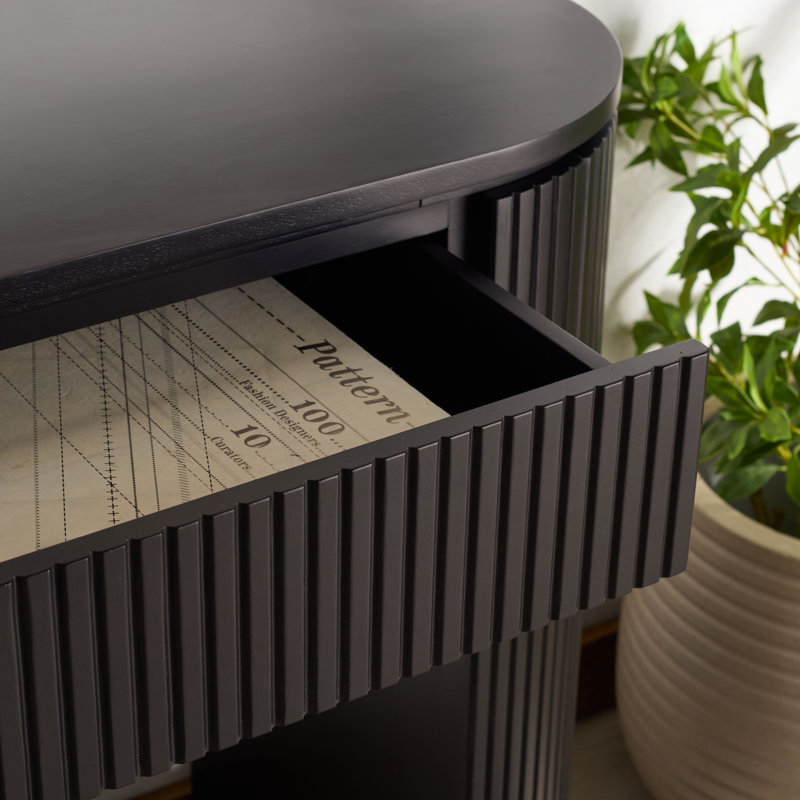 Rikki Fluted 1 Drawer Console, Black