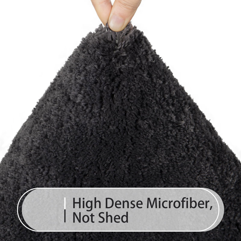 2 Piece Set Rectangle/u-shaped Bath Mat , Dark Grey