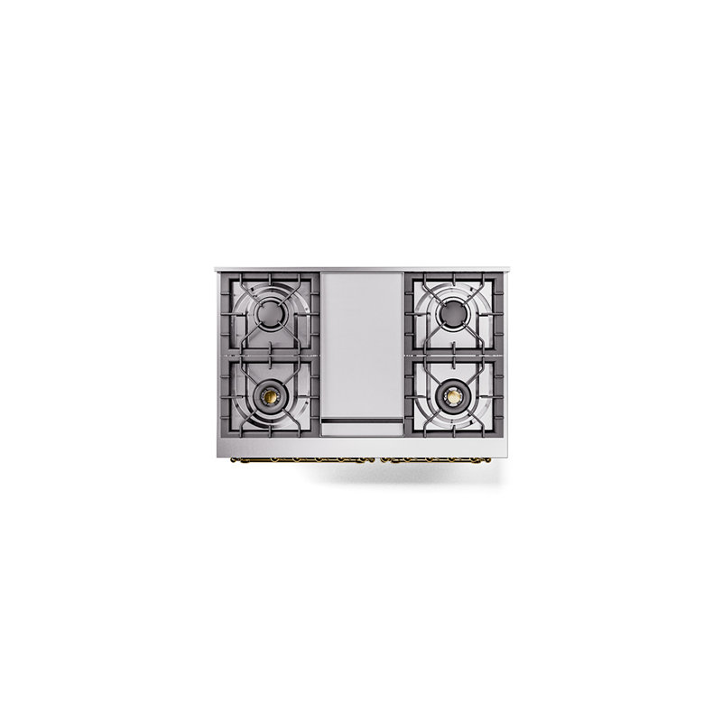 Cuisinière à double combustible de 40 po avec 6 brûleurs scellés et plaque chauffante ILVE Nostalgie II Series (porte pleine)