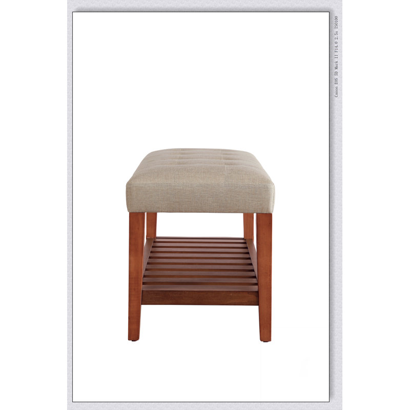 Banc Charla en tissu et finition chêne Design simple, confortable et durable, banc multifonctionnel