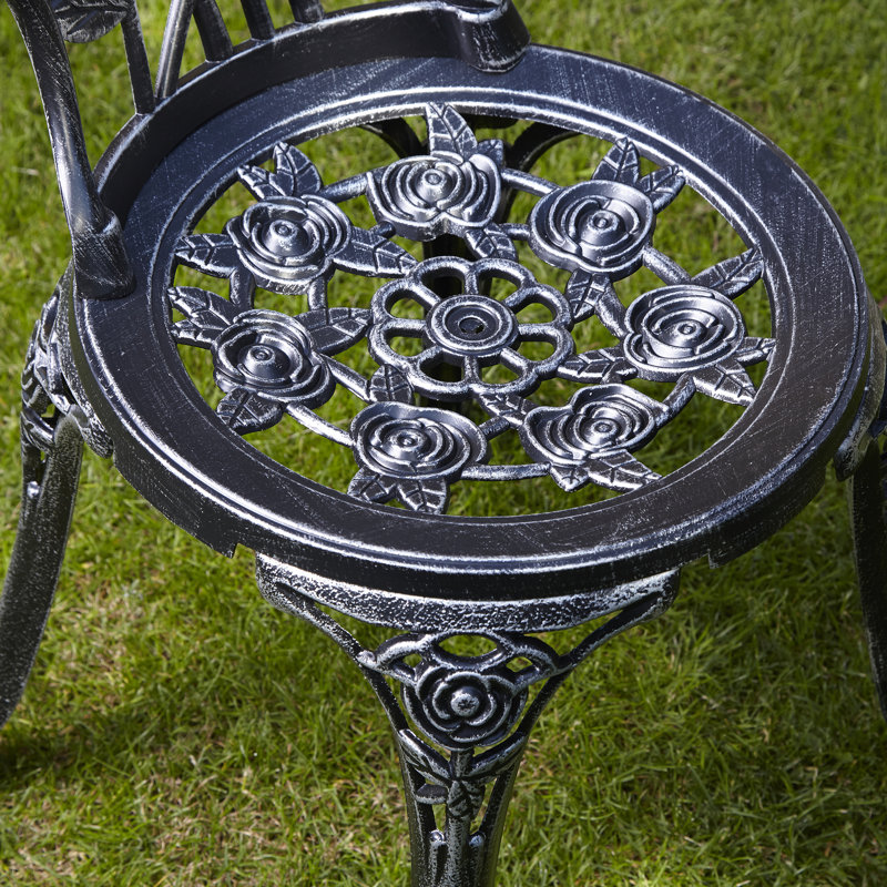Germain Rose Floral Outdoor Garden Patio Bistro Set, Grey