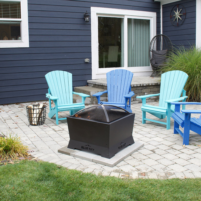Blue Sky 28" Black Steel Smokeless Square Fire Pit