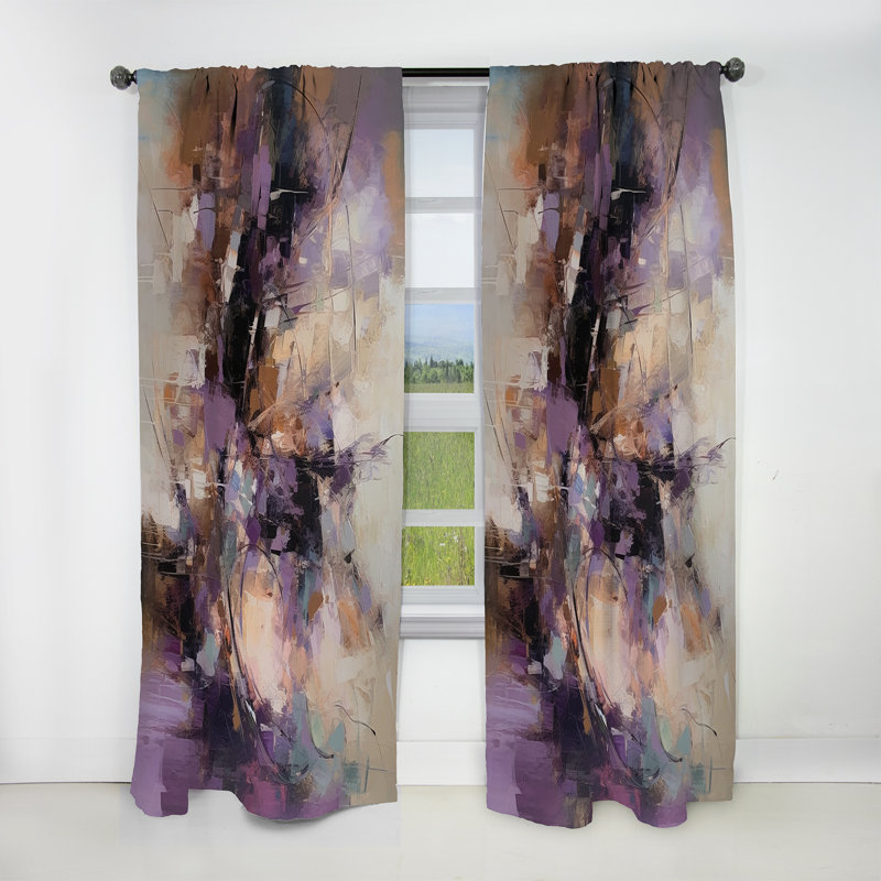 Panneau de rideau abstrait, décor occultant de marbre mauve minimal - enchantement de minimalisme mauve, L 52 po x L 95 po