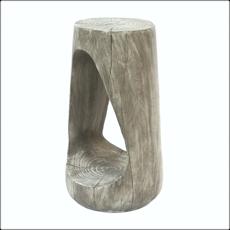 Table de bout MGO avec design creux - gris, texture semblable au bois, sans assemblage, Gray