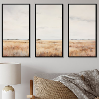 «Prairies Scenery Breeze Minimalisme», ensemble d'art sur toile prairies