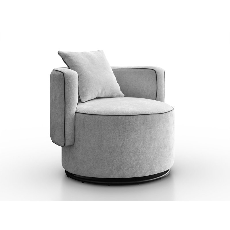 Bernella Upholstered Swivel Armchair, Light Grey