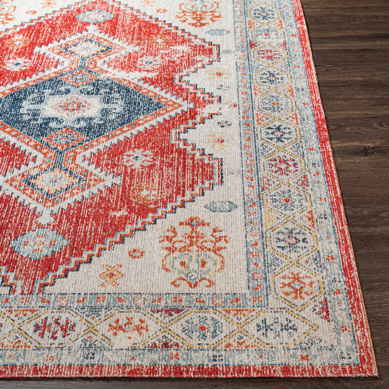 Tapis d'intérieur / extérieur rouge Enciso, Rectangle 5 pi 3 po x 7 pi