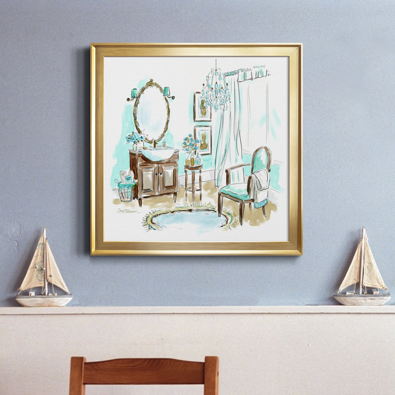 «Blue Opulence II», reproduction d'art sur toile encadrée, H 30,5 po x l 30,5 po x P 1,5 po, Toile encadrée dorée