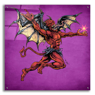 Red Devil avec ailes sur plastique / acrylique par Flyland Designs Print